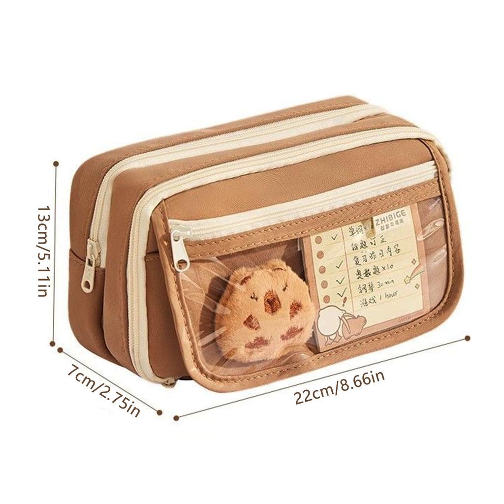 Capybara Pencil Case Kawaii Large Capacity Pen Bag Cute Animal Element Pencil Bag For Student Term Begins School Supplies 2025