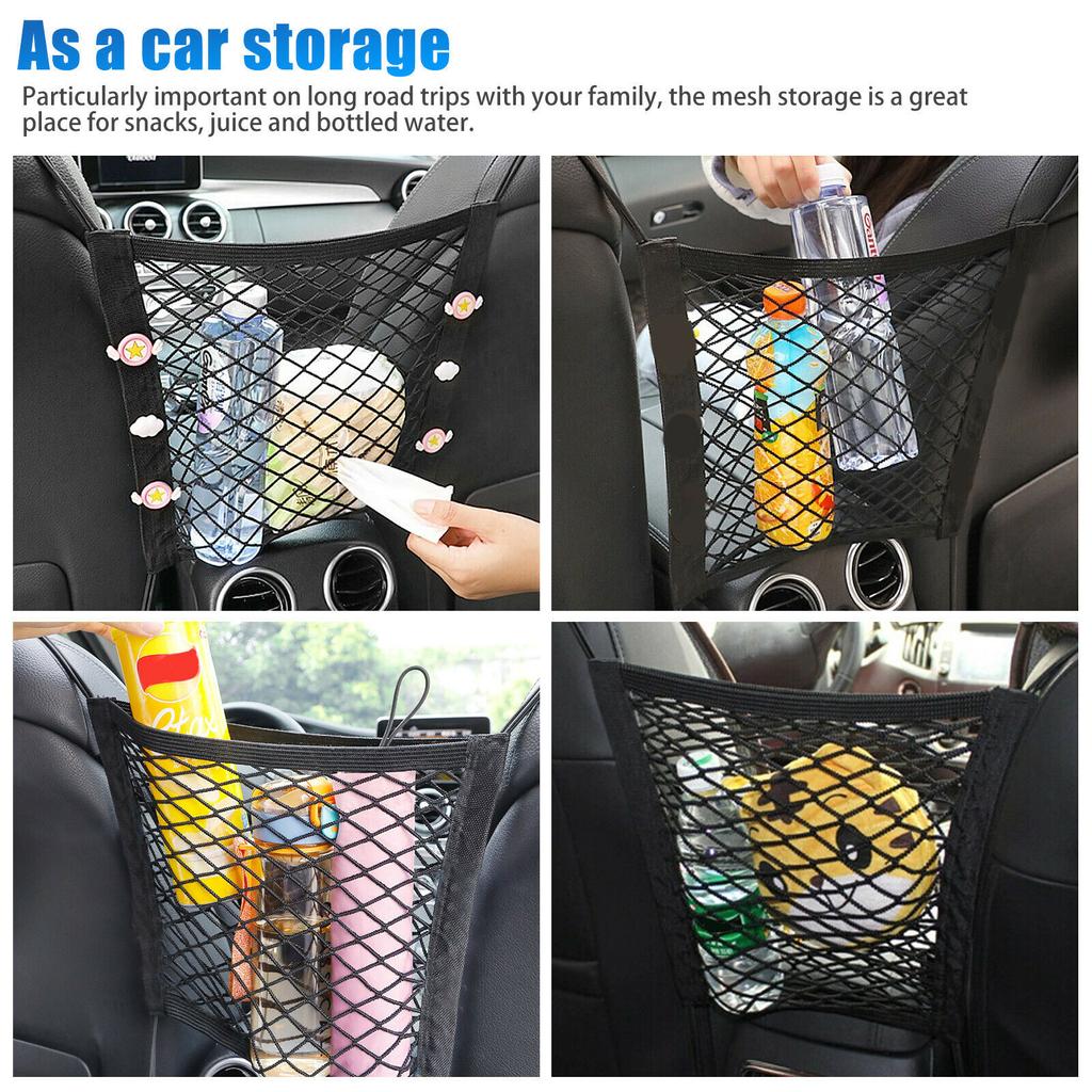 Car Dog Pet Barrier Guard Seat Safety Protector Elastic Mesh Net Storage Organizer Luggage Bag Sundries Hook Pouch