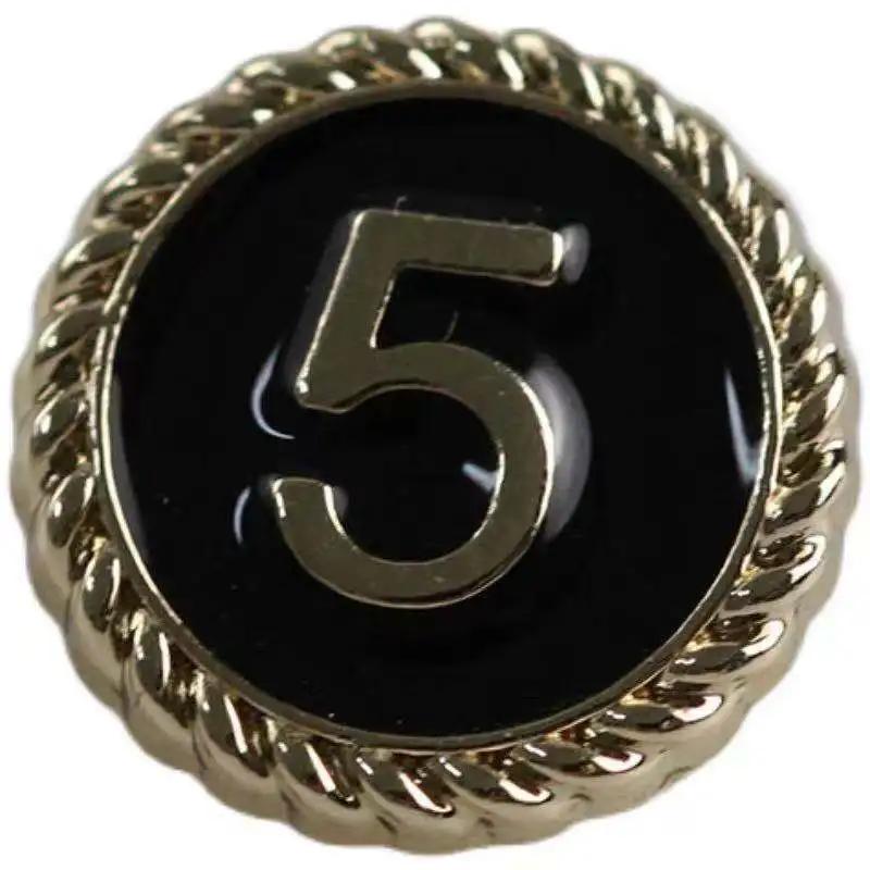 10pcs Fashionable Buttons 11mm Round Number 5 Metal Shank Buttons Woman's Blouse Sweater Sewing Accessories