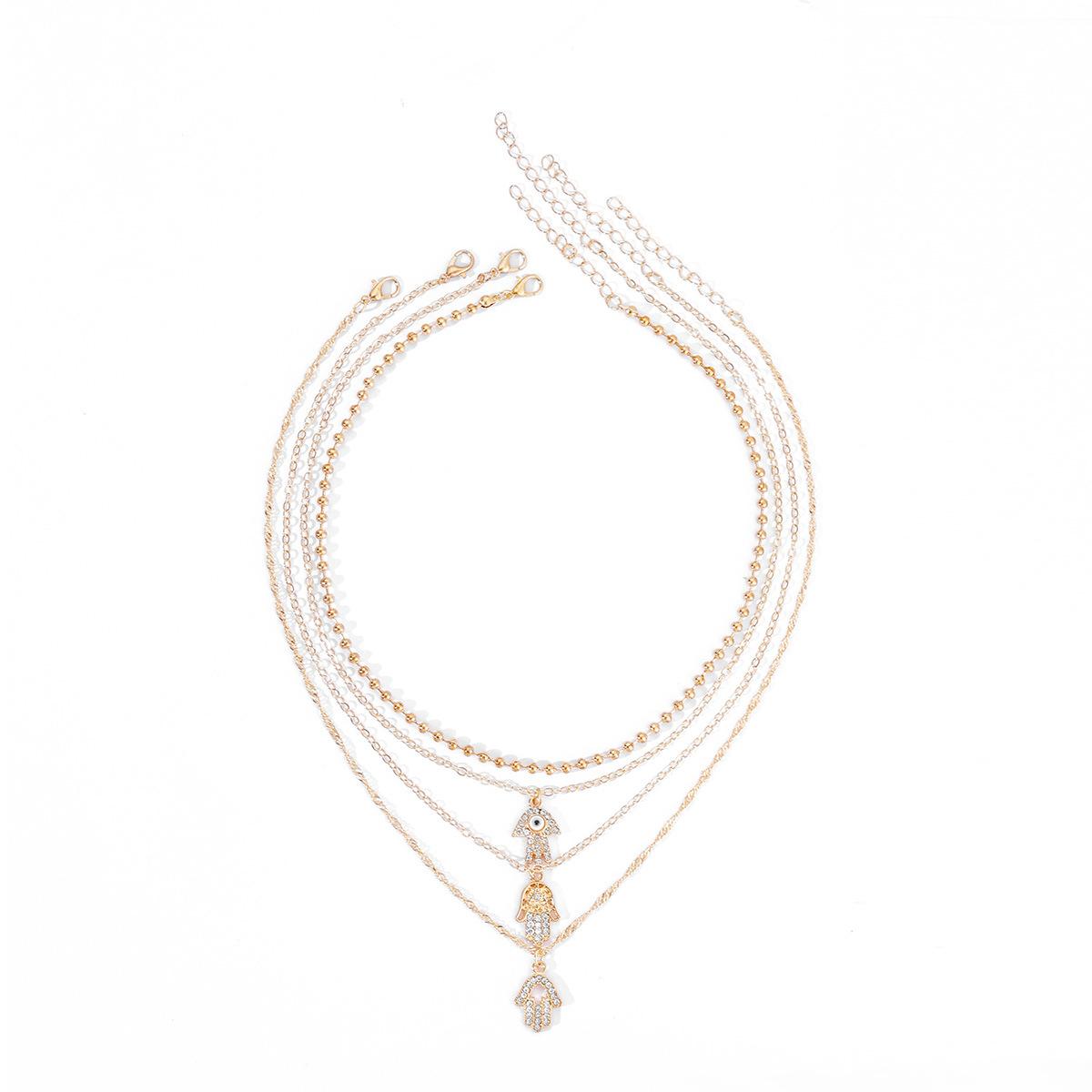 devil s eye necklace exaggerated sense of high-end stacking wearing mysterious diamond-encrusted eyes palm collarbone chain accessories