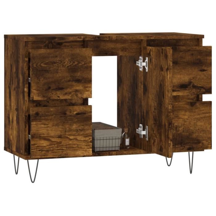 VidaXL Armoire salle de bain chêne fumé 80x33x60cm bois d'ingénierie 831657