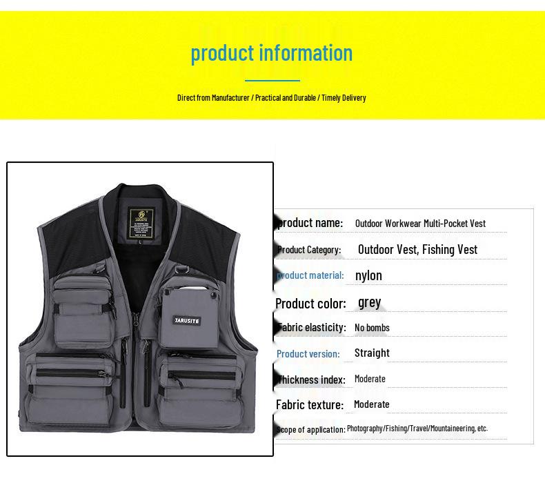 Gilet Professionale da Pesca a Mosca Staccabile da Uomo Jiaruiste