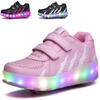 Classic Appeal Led Sneakers For Kids Light Up Roller Skate Shoes And 2 Wheels Unisex