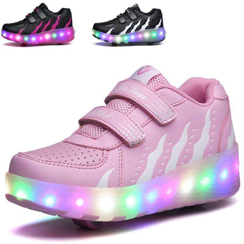 Classic Appeal Led Sneakers For Kids Light Up Roller Skate Shoes And 2 Wheels Unisex