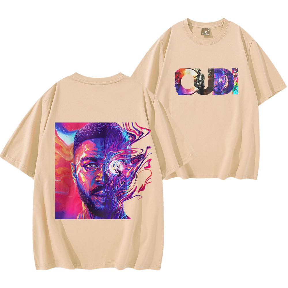 Cudi Man on The Moon Shirt Amerikanischer Rapper Shirt Herren Damen Kurzarm Streetwear Hip Hop Oberteile Y2K Kleidung Fan Geschenke