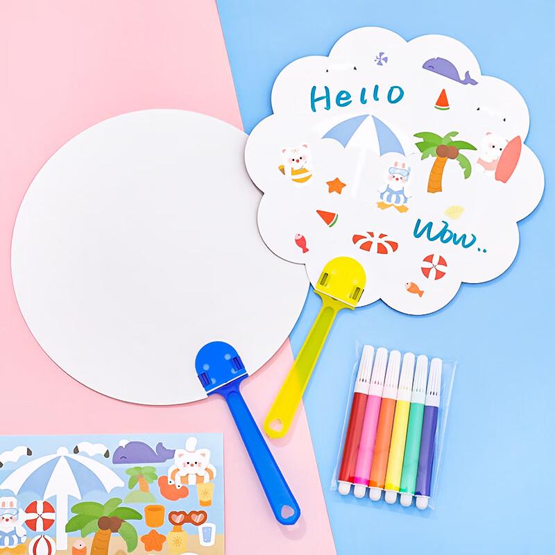Kids' DIY Wooden Hand Fan Painting Kit - 10 Sets