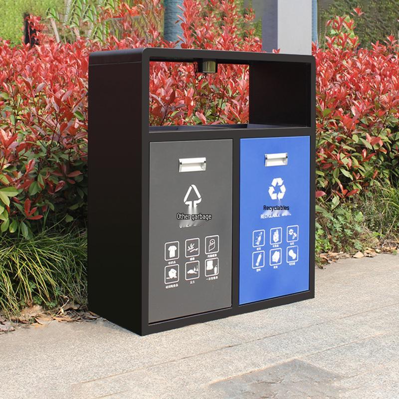 Stainless Steel Outdoor Trash Can: Large Sanitation Bin for Fruit Peels and Waste