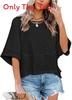 Casual Loose Fit T Shirt With Spliced Cotton Polyester Blend For Women