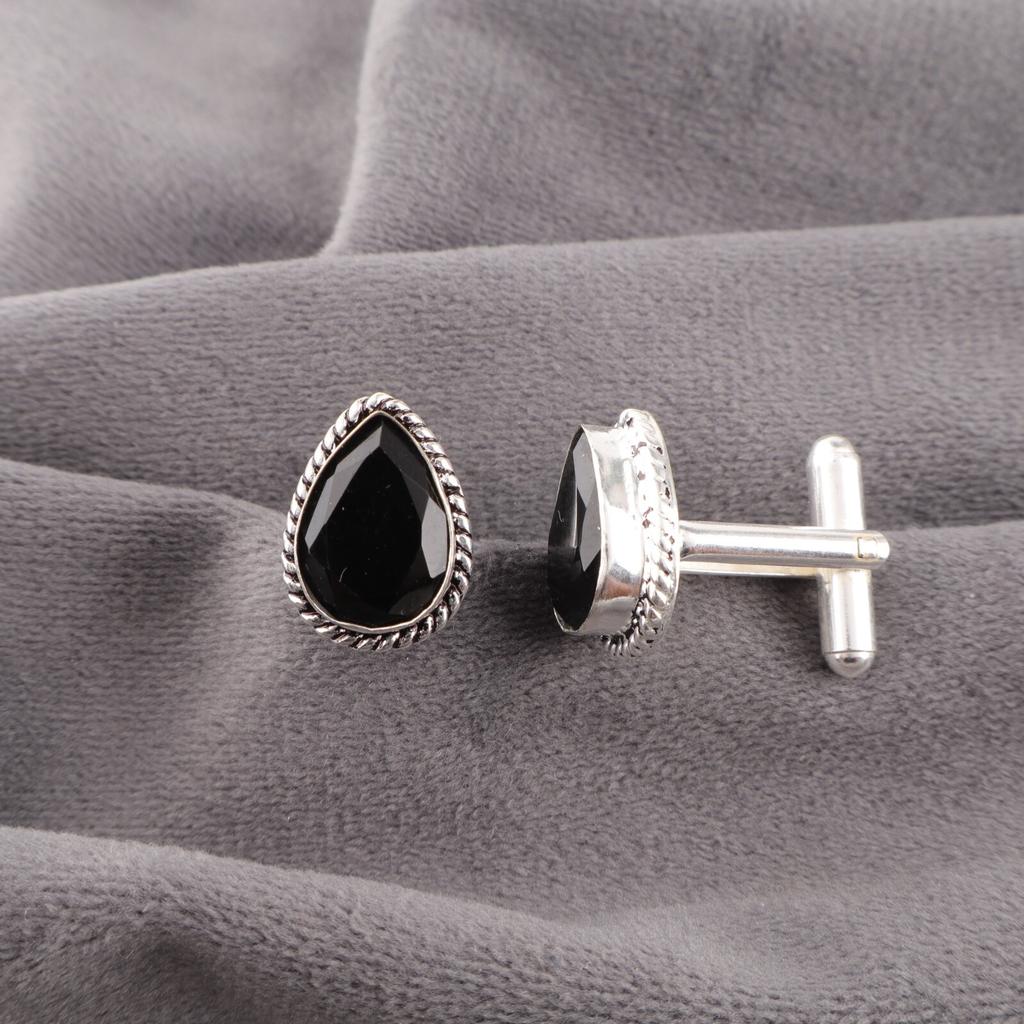 Black Onyx Gemstone Cufflink 925 Sterling Silver Handmade Jewelry Wedding Gift CL-5-18