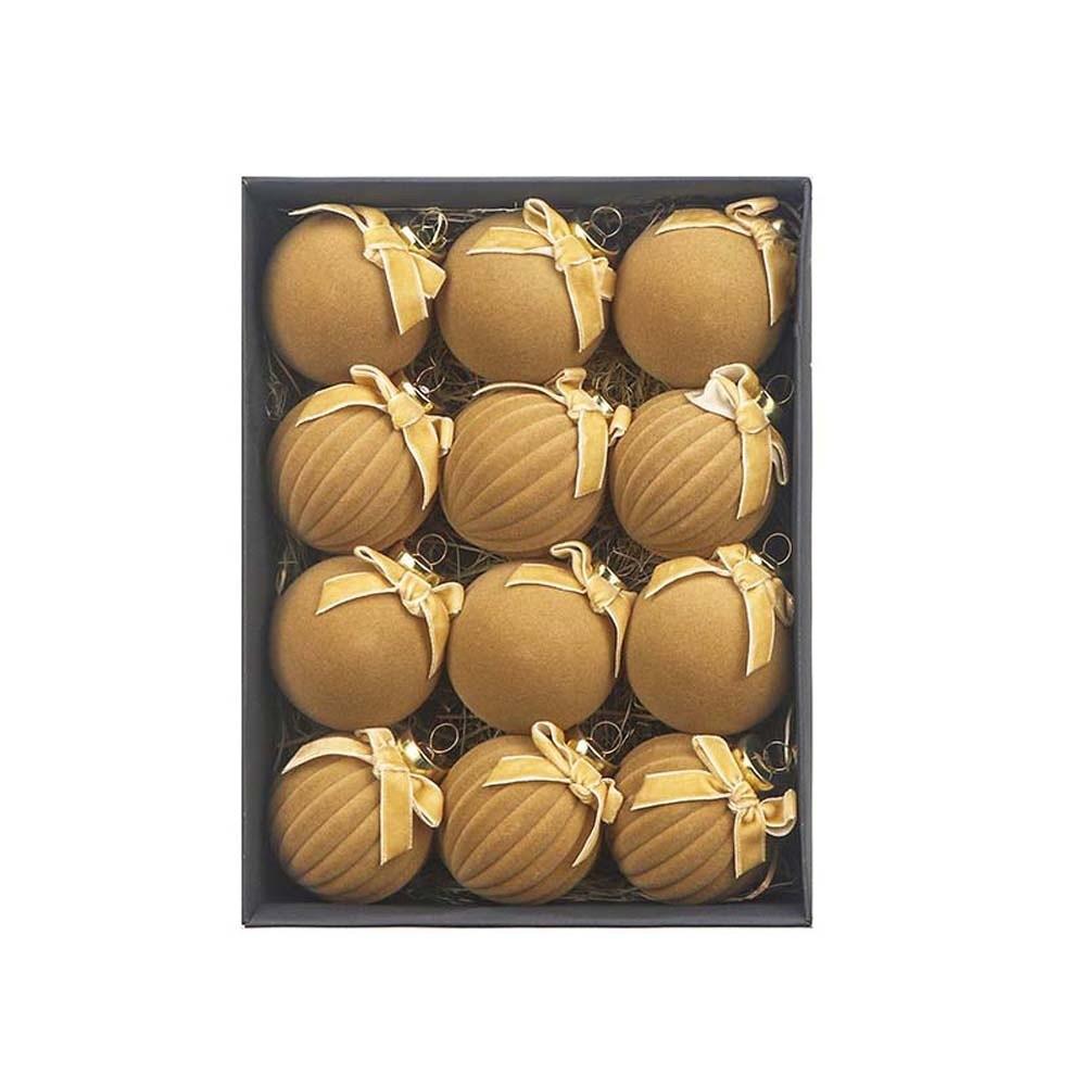 Ribbon Bowknot Flocked Tree Pendant Striped Texture Hanging Bowknot Balls Room Decor