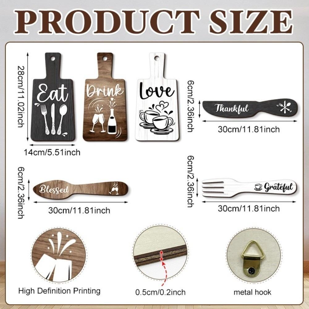 6 Pcs Mini Wood Plaque Kitchen Wall Decor Set Wall Ornaments Kitchen Wall Sign Farmhouse Decor