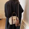 Retro handbag women's 2025 autumn and winter new contrasting color fashion bowling bag shoulder bag