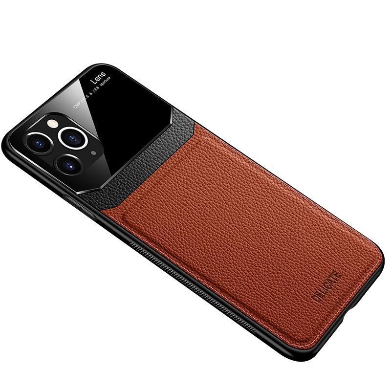 iPhone 15 Pro Max Business Leather Texture Mirror Case with Full Lens Protection iPhone 16