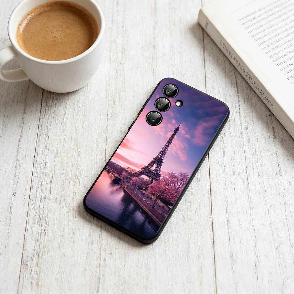 

Эйфелева башня, Франция Чехол для телефона для Samsung Galaxy A73, A72, A71, A70, A53, A52, A51, Другие Мягкий черный чехол Samsung a20s