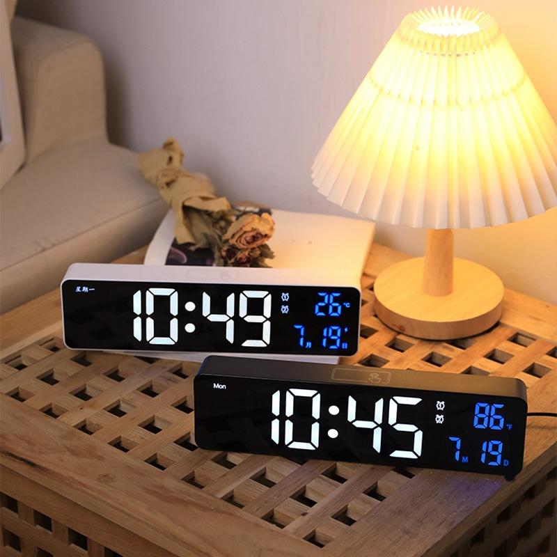 Charging Clock with Temperature Electronic Clock Living Room Wall Clock Simple Digital Clock Bedside Alarm Clock Sleepy