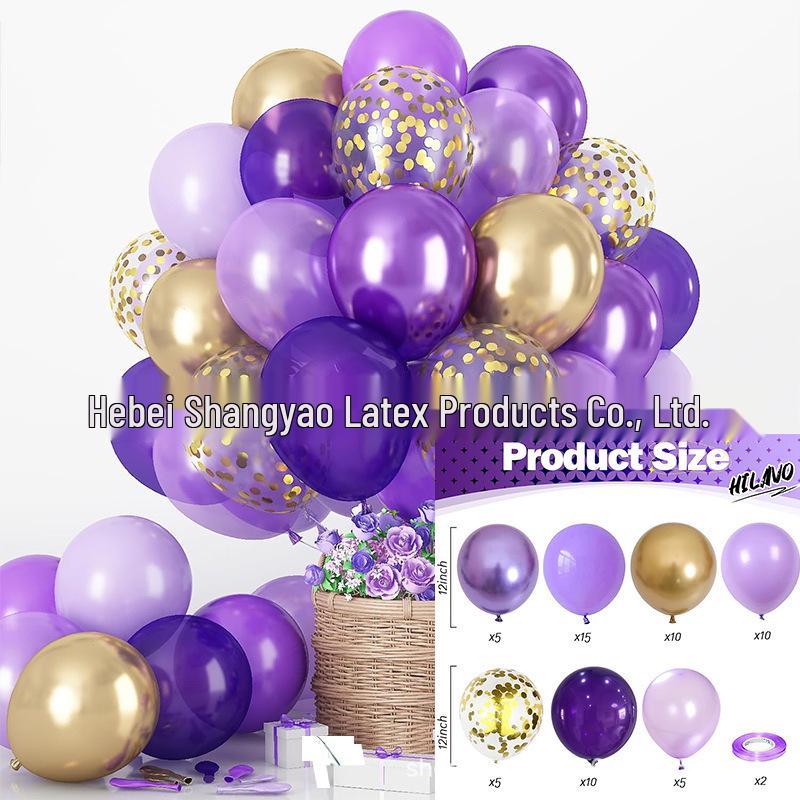 60-Piece 12" Vintage Color Glitter Balloon Set for Birthday Parties