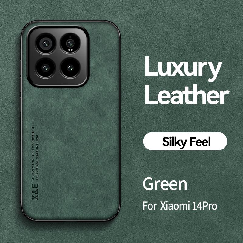 For Xiaomi 14 Phone Case Xiaomi 14 Pro Magnetic Lnvisible Stand High End Leather Anti Drop Silicone Protective Case