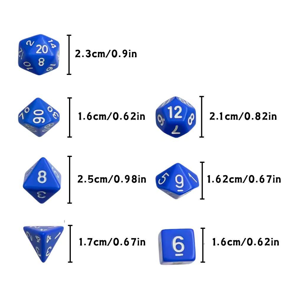 7pcs Polyhedral Dice Set With Black Storage Bag, Transparent & Solid Color Table Board Game Role Playing Party Accessories YMY