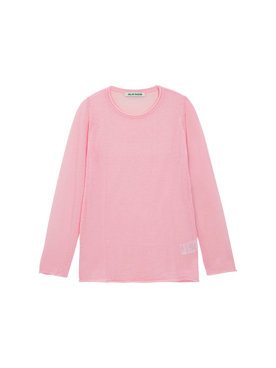 Salad Basket Kidmohair Round Neck Pullover_Pink