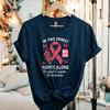 In This Family No One Fights Alone TShirt Breast Cancer Awareness Family Support Graphic Tee Ribbon Butterfly Flower Cotton Top