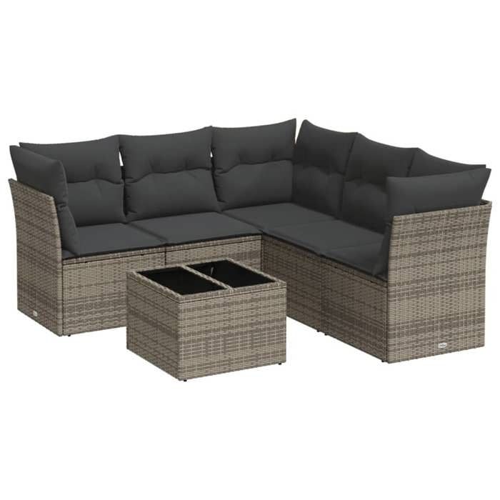 VidaXL Salon de Jardin avec Coussins 6 pcs, Canapés de Terrasse, Ensemble de Meubles de Patio, Mobilier d'Extérieur, Gris 3249469