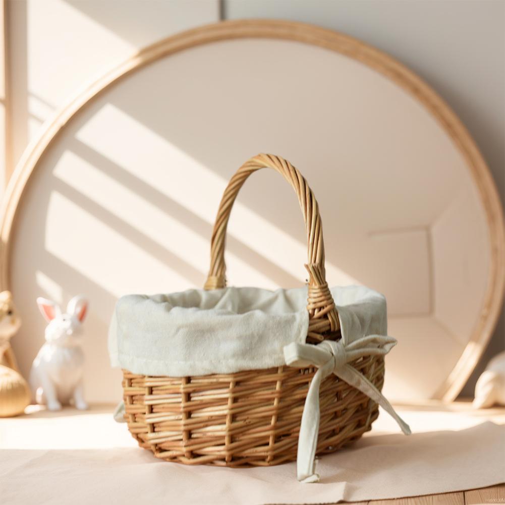 Wicker Picnic Basket with Handle Storage Basket Picnic Hamper for Storage and Decoration