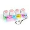 Cat Paw Glow Keychain Fidget Toy Light-Up Silicone Keyboard Button Stress Reliever Portable Clicker Keyring for Anxiety Desk