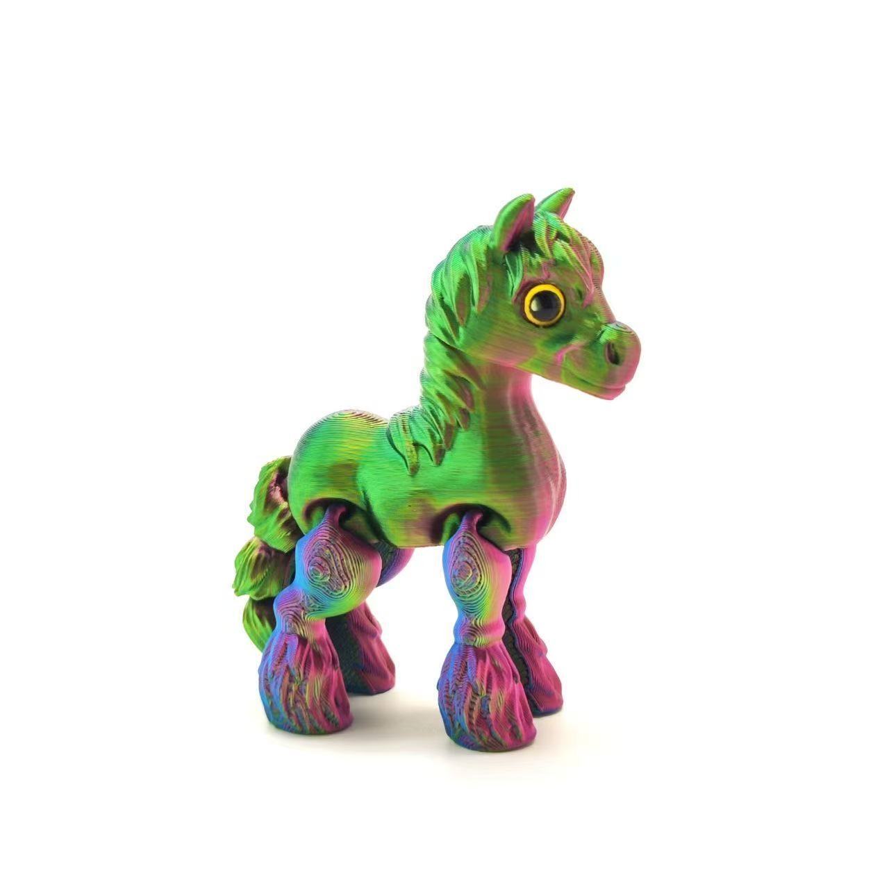 

1PC 3D printing pony full body joints movable children s toys creative ornaments handicrafts animal models red blue green