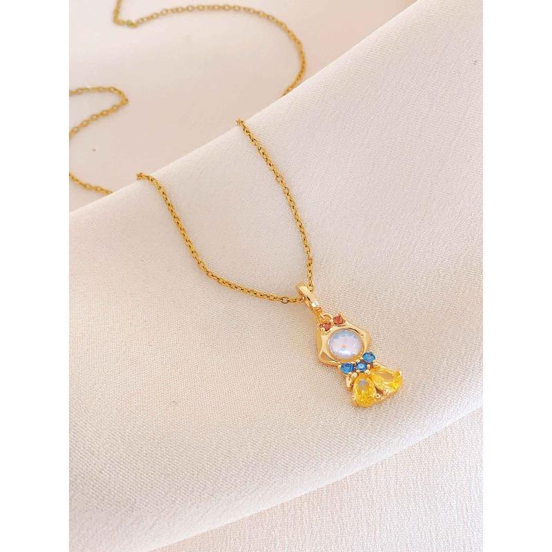 Necklace Women's Summer Aurora Miniature Zirconium New Titanium Steel Necklace Fashion Accessory High-end Lockbone Chain