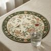 Anti-scald Flower Linen Table Mat Anti-slip Round Dining Mat  Party Table Decoration