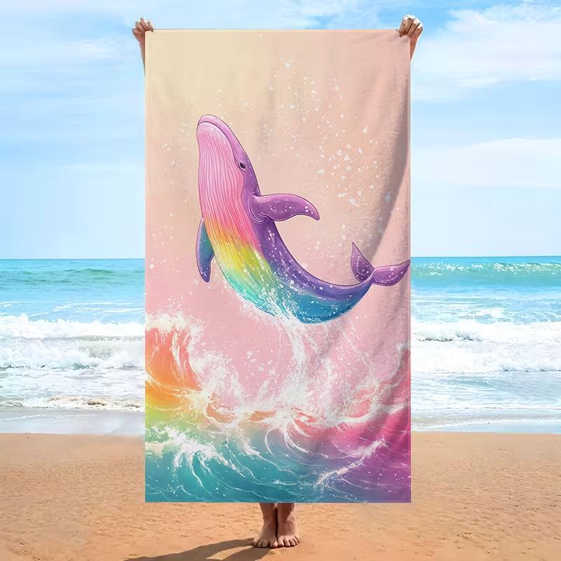 Starry Sky Magical Cosmic Whale Beach Towel Galaxy Space Themed Quick Dry Absorbent Sand-Free Towel for Beach Pool Swim Travel