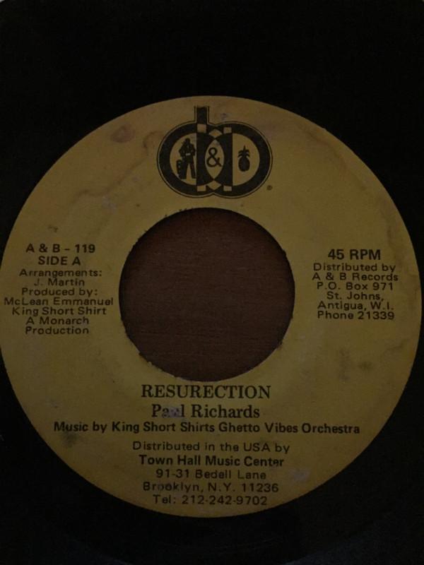 

7inch Record PAUL G. RICHARDS Resurection Keep On Pushing 119 A B Records 1980 Barbados World Music Used