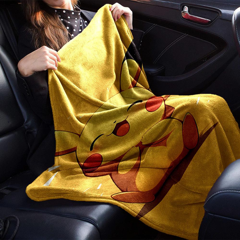 1pc Pikachu, Cute blanket Lightweight Flannel Throw for Sofa Bed Travel Camping Livingroom Office Couch Chair