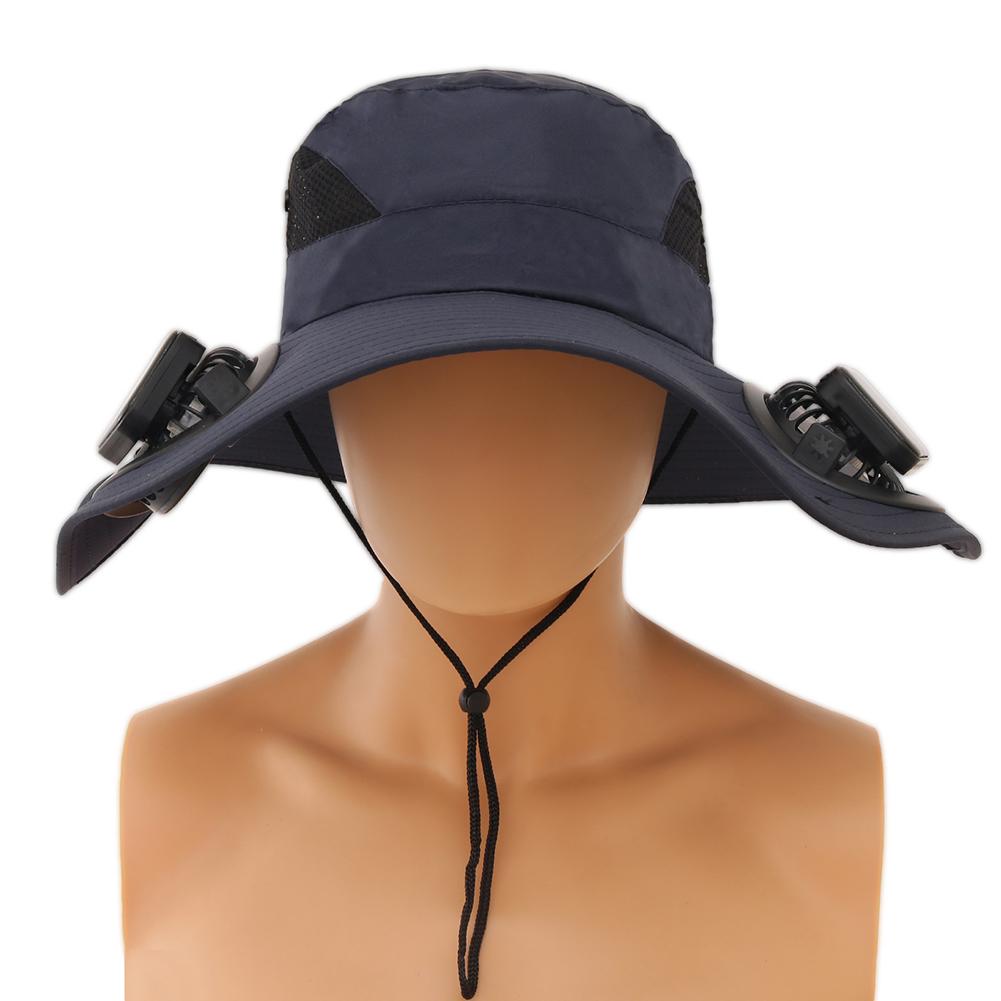 

Шляпа от солнца с широкими полями и солнечным вентилятором, устойчивая к УФ-лучам, легкая, перезаряжаемая, шляпа от солнца с 2 солнечными вентиляторами, шляпа рыбака для активного отдыха, походов, кемпинга синий