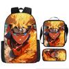 Primary School Students' New Naruto Cartoon Schoolbag Three-piece Backpack Large-capacity Backpack