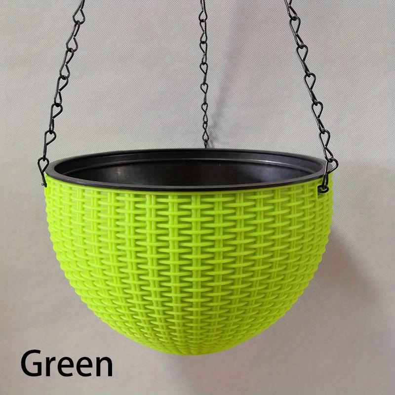 

1PC Round Plastic Hanging Basket Imitation Rattan Weav Flower Pot Garden Hanging Planter for Indoor Outddor Home Balcony Decor зелёный