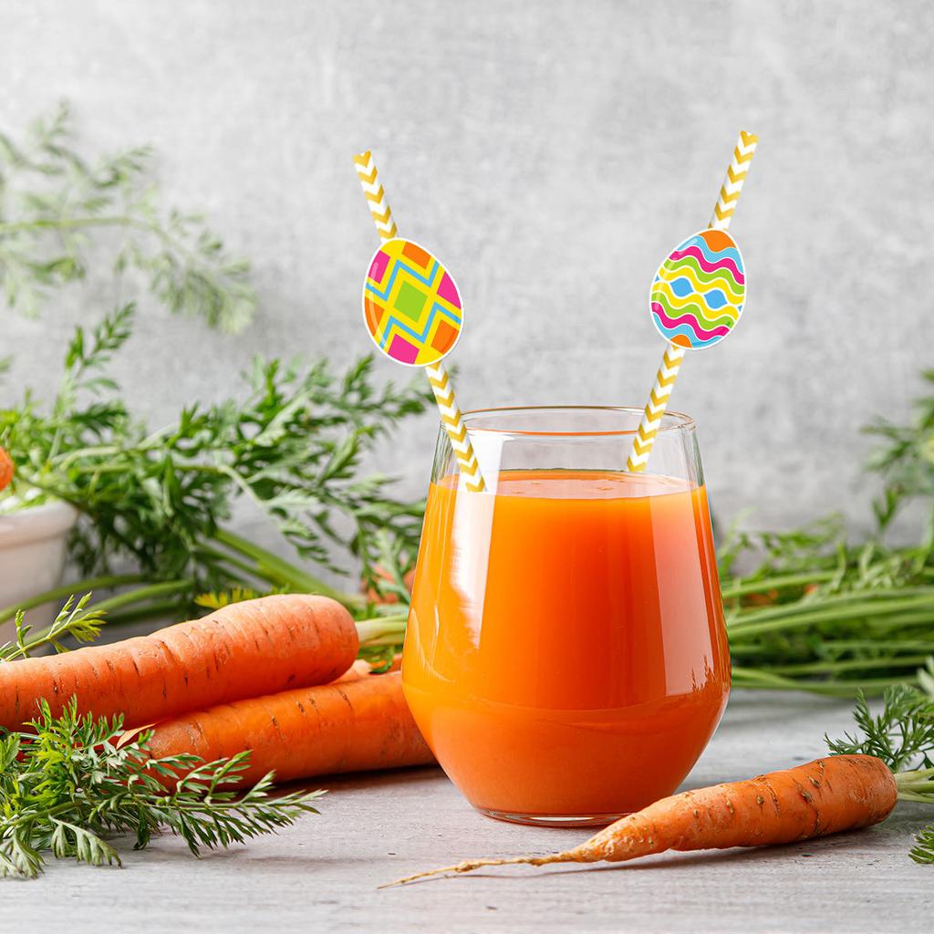 2025 New Model, Easter, Easter Party Decoration, Egg Radish, Disposable, Paper, Beverage Decoration, Straw, Party Decoration
