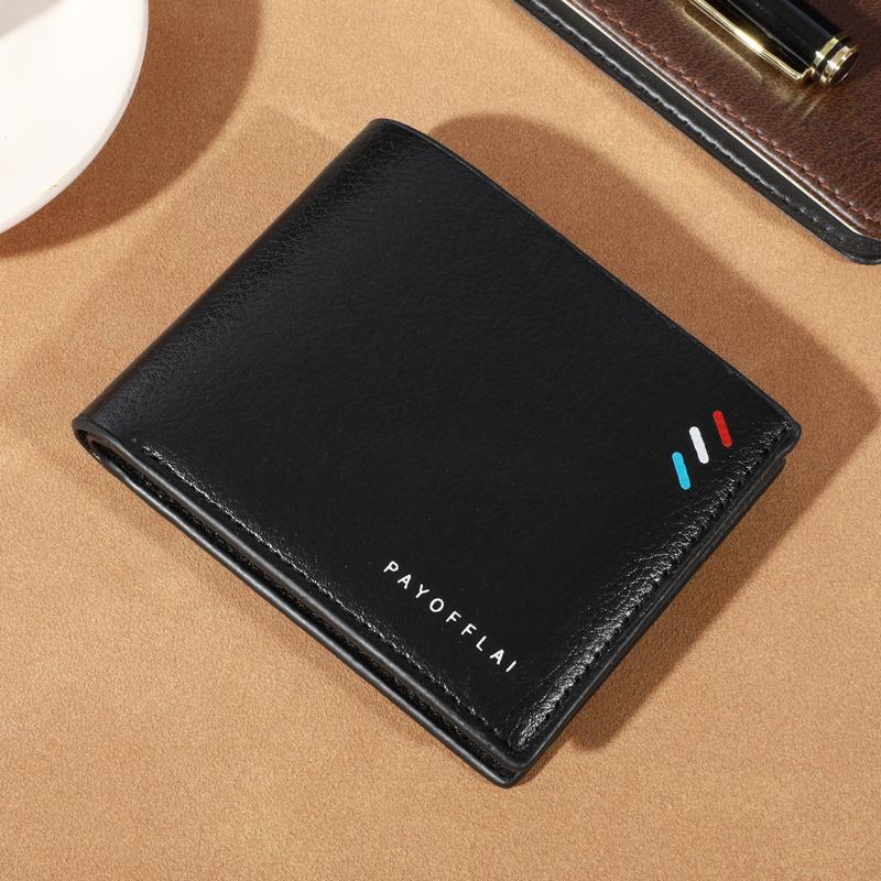 Men s Simple PU Leather Short Bifold Wallet, Minimalist Wallet With Card Slots, Gift For Men