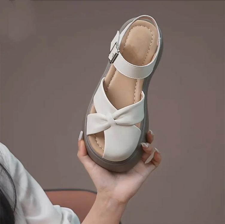 

римские сандалии на толстой подошве, женская летняя мода с юбками, новая пляжная обувь 2025 40 бежевый