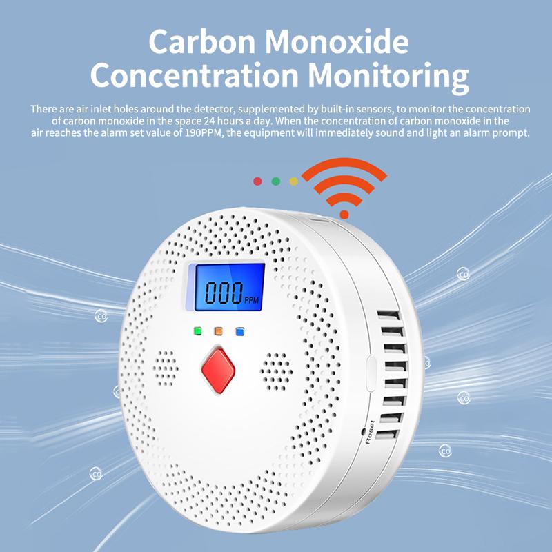 Wifi Smart Carbon Monoxide Detector Alarm 85Db Sound Warning Lcd Digital Display Home Indoor Real-Time Co Monitor Poisoning