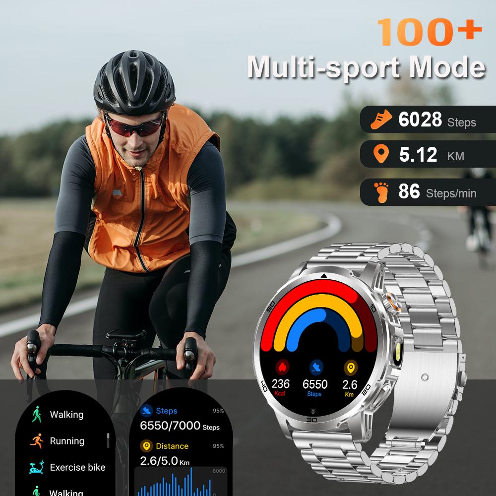 MEVADEN New 1.85 Inch Men's Bluetooth Call Smart Watch Sports Fitness Tracker Heart Monitor LED Flashlight Smartwatch For Android IOS 1000mAh MD60