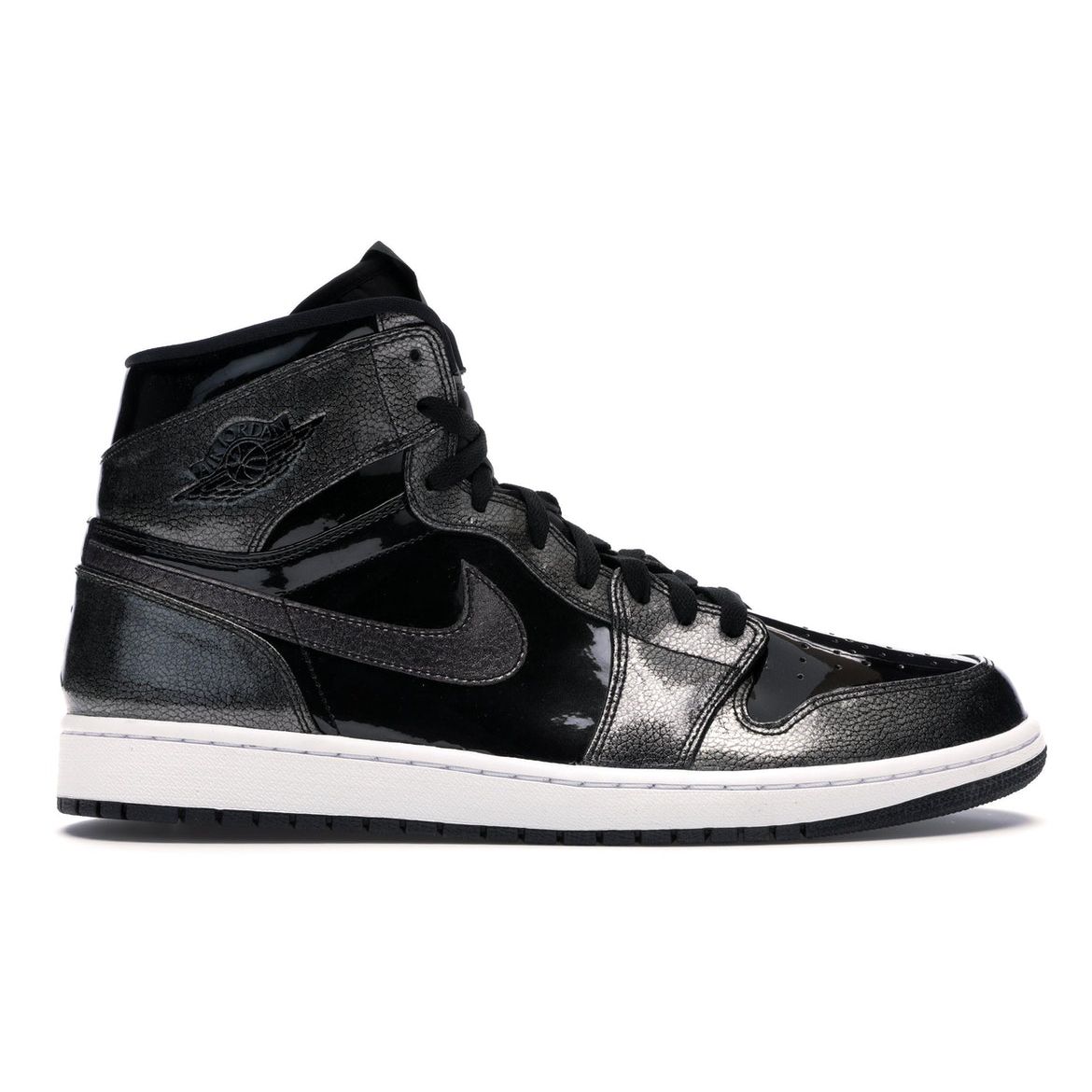 

Кроссовки унисекс Air Jordan 1 Retro High Black лакированные Черный-Антрацит-Белый 332550-017