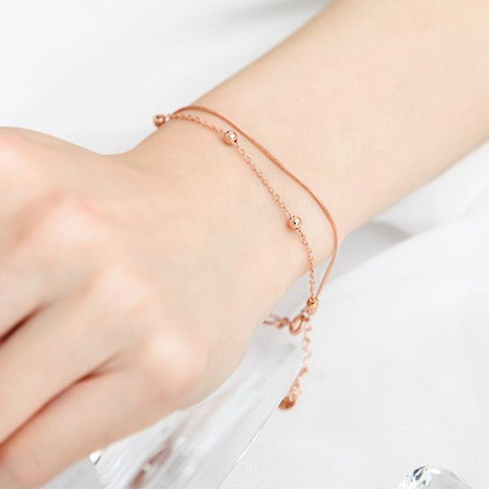 Lanț Bilă Argint 92.5 Aur Roz Zilnic Stratificat Lanț Dublu Brățară Argint