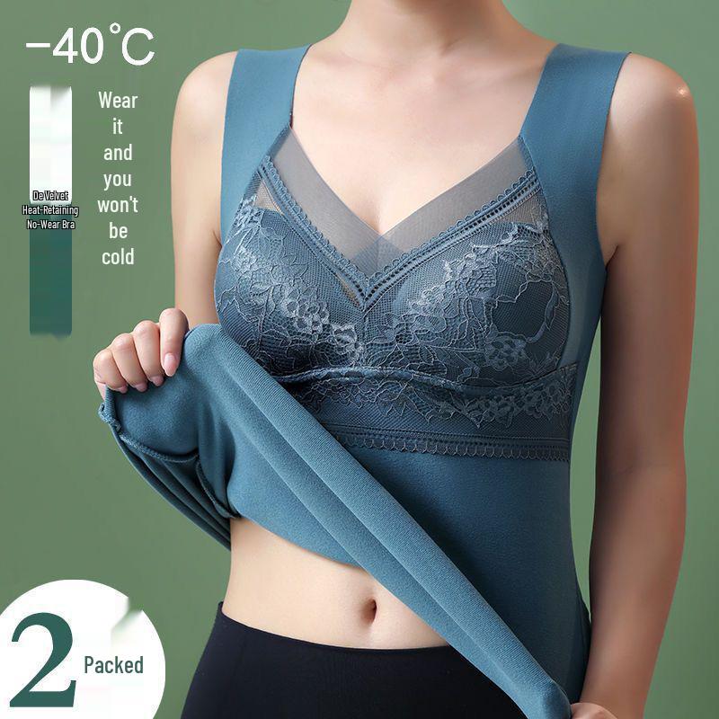 Velvet Seamless Fleece-Lined Women's Warm Vest - No Bra Needed