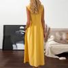 Vintage Casual Sleeveless Lapel Button Dress Women Cotton Linen Solid Long Dress 2022 Elegant Slim Lady Party Dress Cover Up