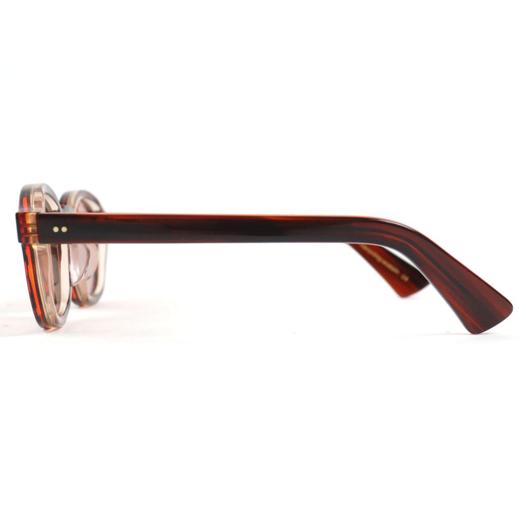 Excellent Lesca Lunetier Sunglasses BRUT PANTO 0.3"" Brown Acetate Mens Used