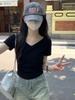 Front Shoulder V-neck Short-sleeved T-shirt for Women's Inner Wear, Summer New Design Sense Niche White Slim-fitting Pleated Waist Top
