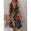 Gedrucktes Modisches Lässiges Elegantes Atmungsaktives Rundhals-Weste-Kleid Neuer Stil Damen Lässiger Rock Urlaub Damen Ärmelloses Midi-Kleid