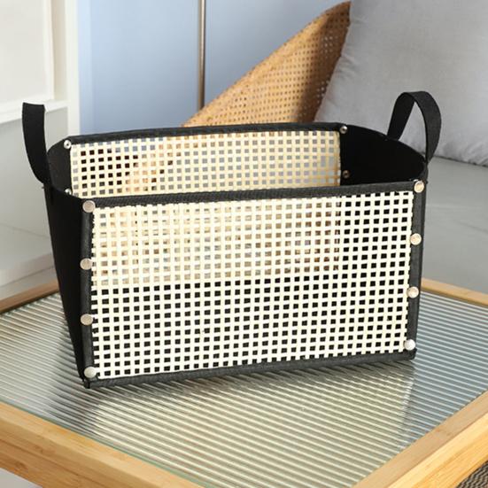 Ručně pletený bambusový úložný koš Velkokapacitní organizér Víceúčelový skládací design Koš na prádlo s uchem