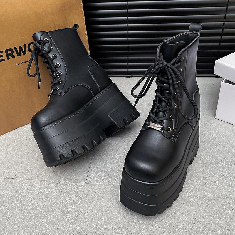 Fashion Women 13cm,17cm Platform Boots Casual Outdoor Shoes Chunky Simple Design Ankle Boots Cool Nightclub Party Cosplay Shoes 35-43